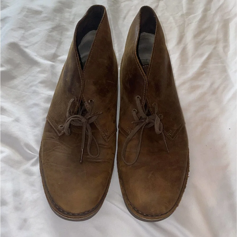 Clarks Desert‎ Ankle Boots Men Size 11.5 Brown Beeswax Leather 15260 University